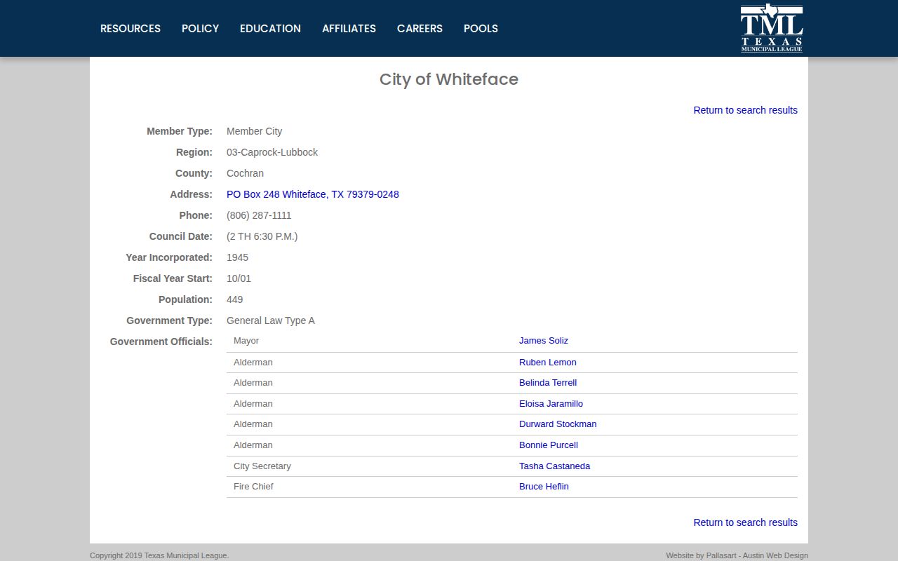 Whiteface municipal profile for Cochran County place identity, not a booking-photo source